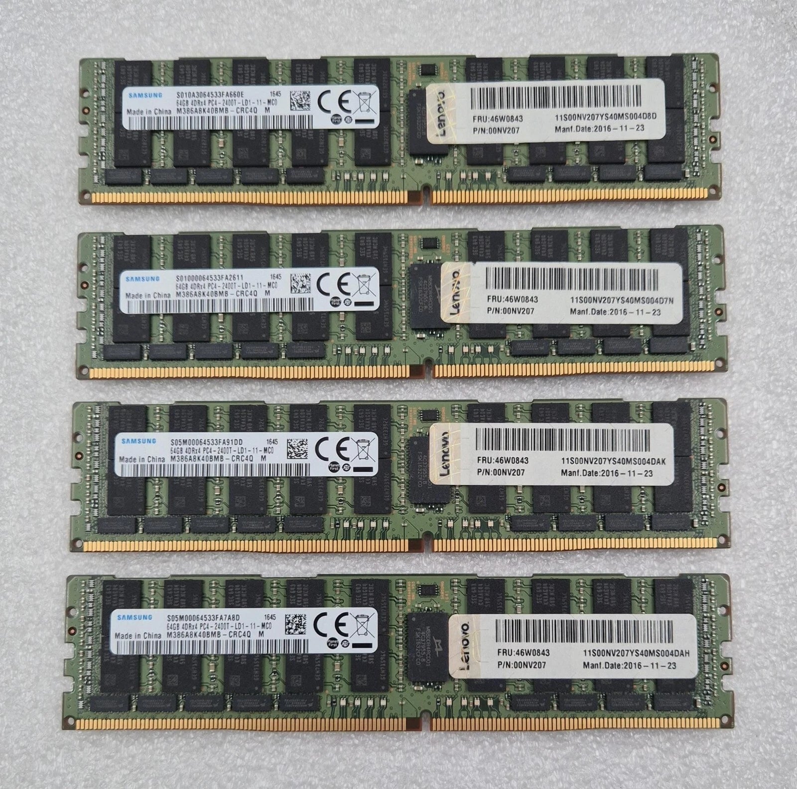 [LOT 4 PCS] SAMSUNG 64GB 4DRx4 PC4-2400T M386A8K40BMB-CRC4Q LRDIMM Memory RAM