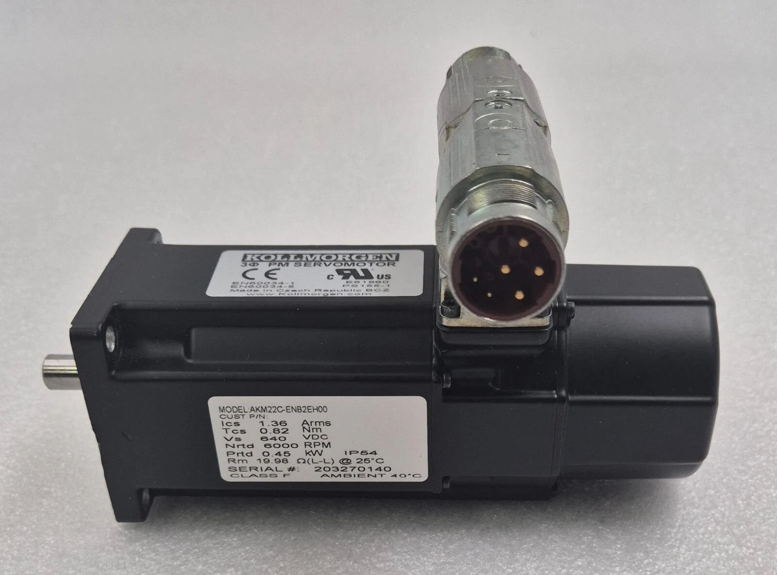 Kollmorgen AKM22C-ENB2EH00 PM Servo Motor 6000 RPM 0.45 kW