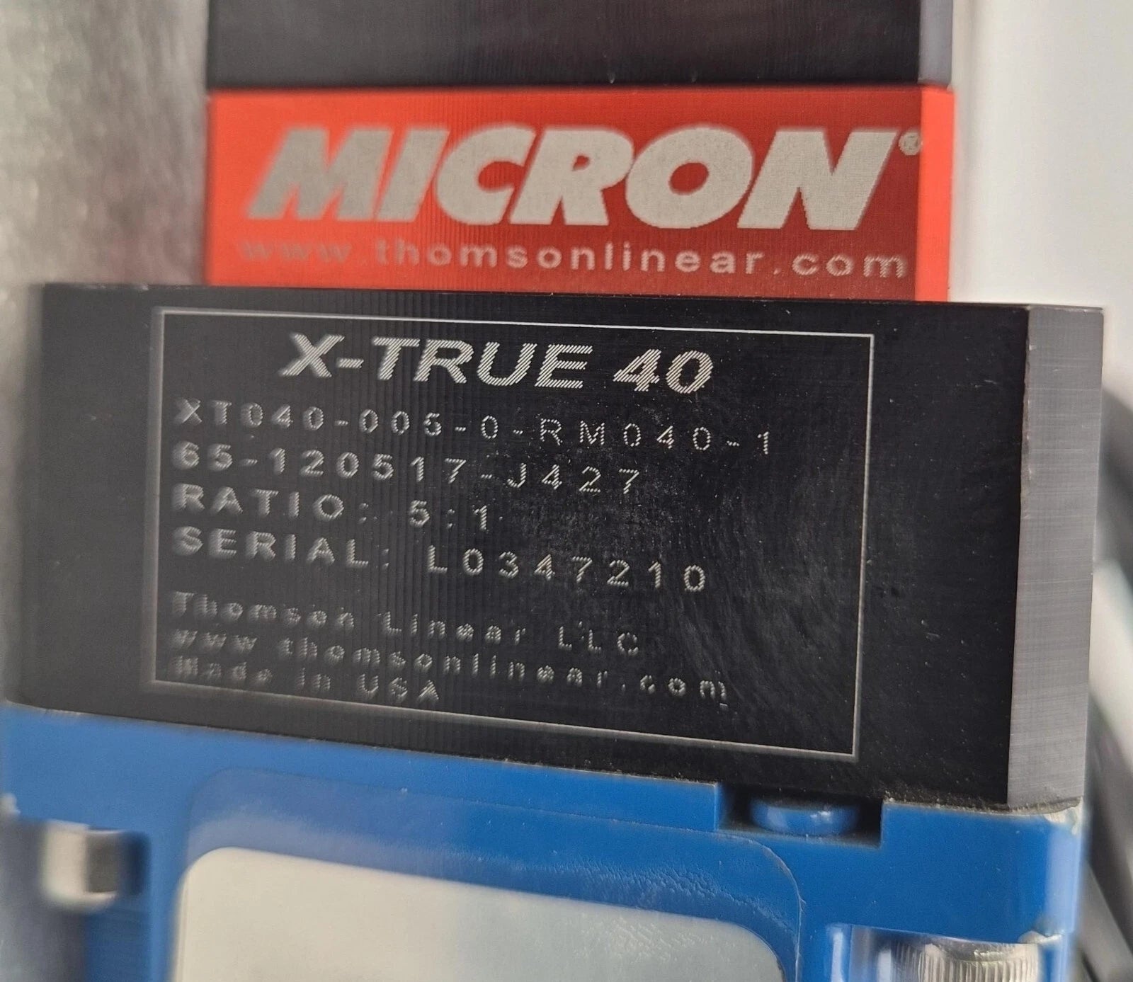 KOLLMORGEN VLM21G-DLN2-30 Brushless Servomotor & MICRON X-TRUE 40 XT040 Gear 5:1