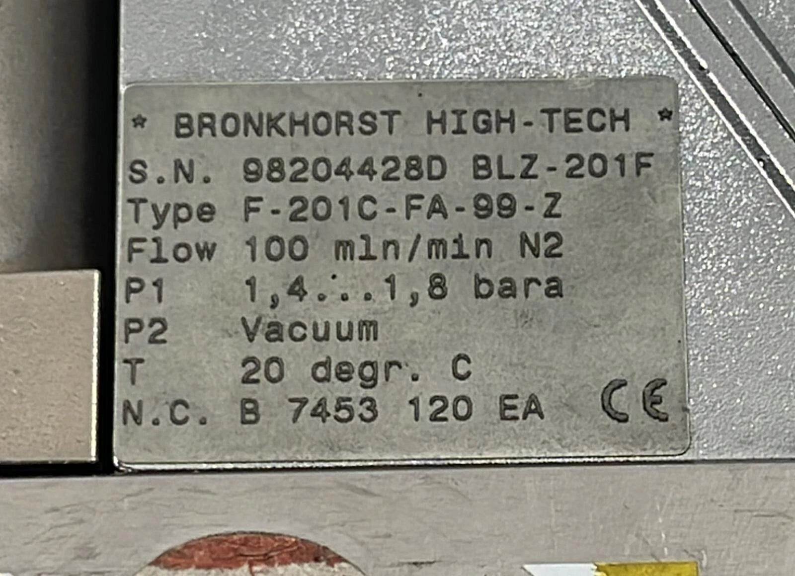 BronkHorst EL-FLOW F-201C-FA-99-Z Mass Flow Meter Controller 1.4-1.8bar