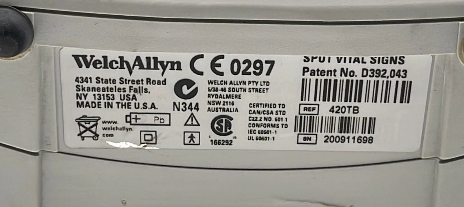Welch Allyn Spot 420TB Vital Signs Monitor