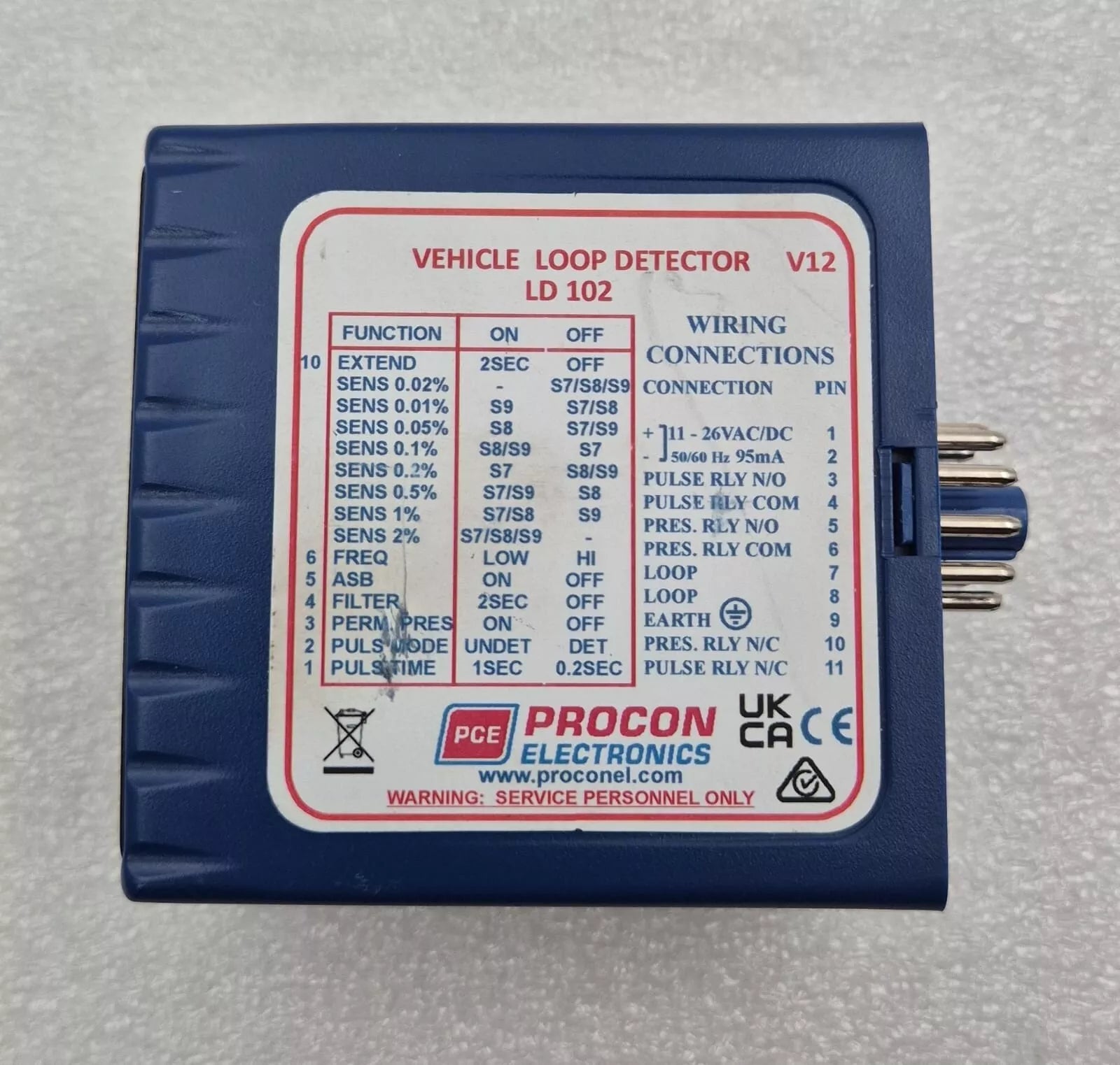 PROCON ELECTRONICS LD 102 Vehicle Loop Detector 11-26 VAC/DC