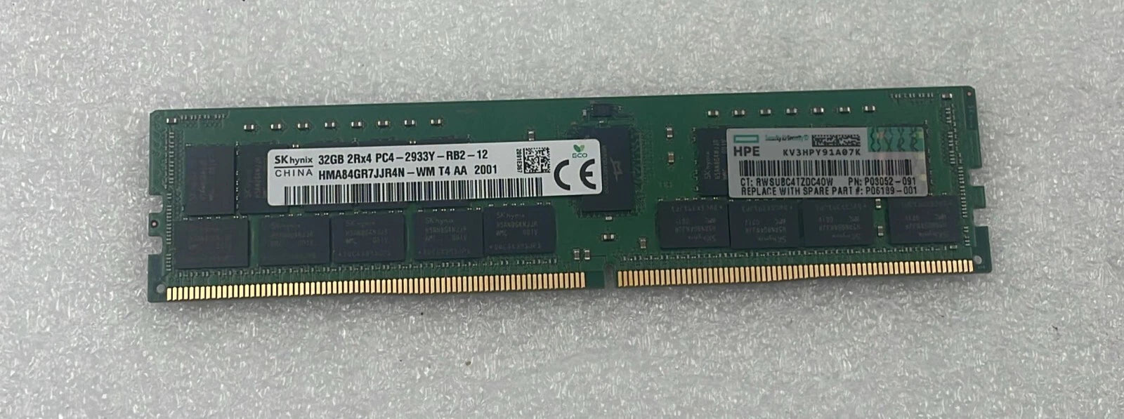 [LOT 4 PCS] SK Hynix 32GB 2Rx4 PC4-2933Y HMA84GR7JJR4N-WM Server Memory RAM