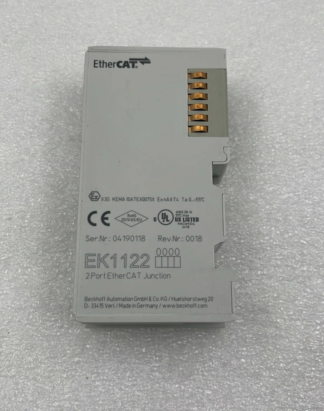 Beckhoff EK1122 EtherCAT Coupler industrial automation module