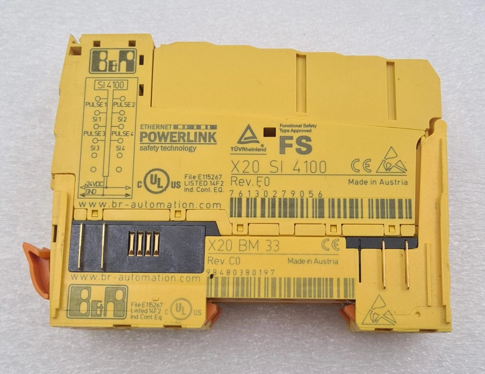 B&R Automation X20 SI 4100 POWERLINK Digital Control Input Module W/ X20 BM 33