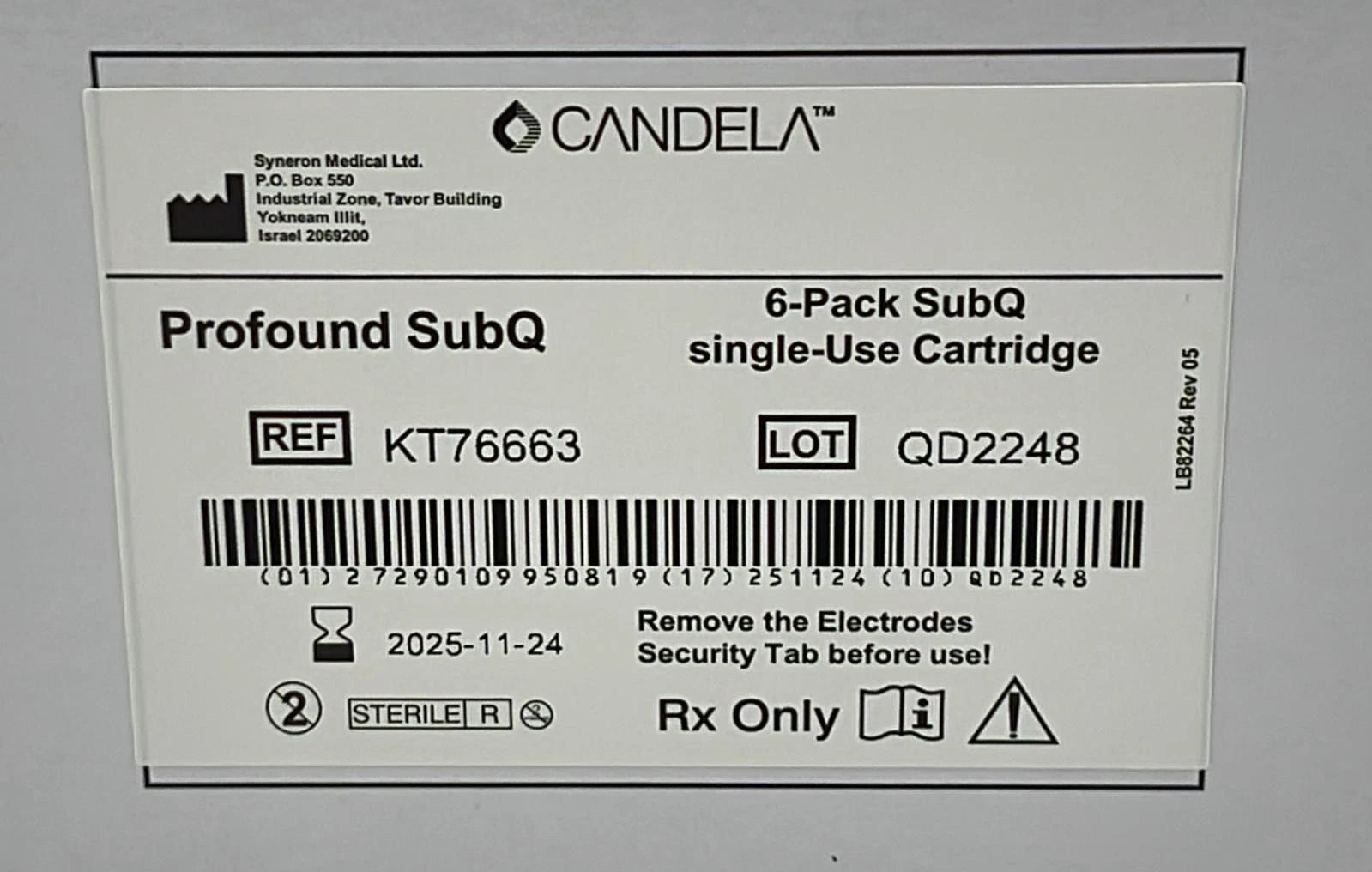 6 PACK- Syneron Candela Profound SubQ Single-Use Cartridge KT76663 Tip AS87913