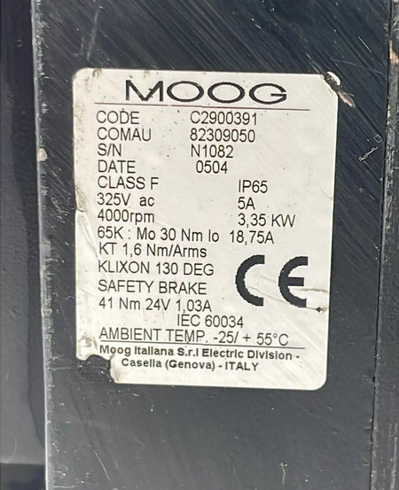 MOOG C2900391 82309050 325Vac 400rpm 3.35kW servo motor