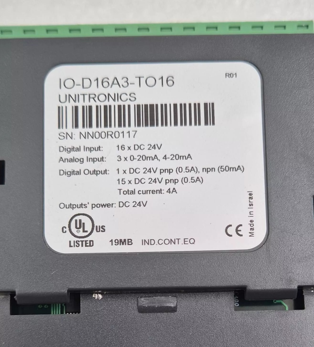 UNITRONICS IO-D16A3-TO16 I/O INPUT / OUTPUT EXPANSION MODULE DC 24V