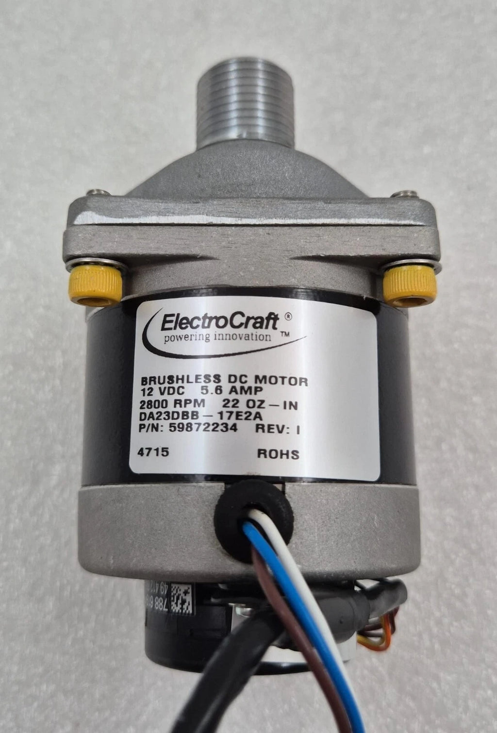 ElectroCraft Brushless DC Motor DA23DBB-17E2A 59872234 12VDC 5.6 AMP 2800 RPM