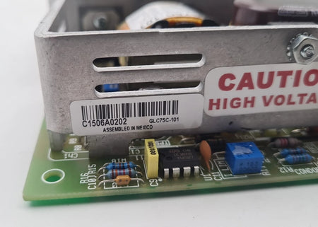 Condor GLC75C-101 caution high voltage label close-up