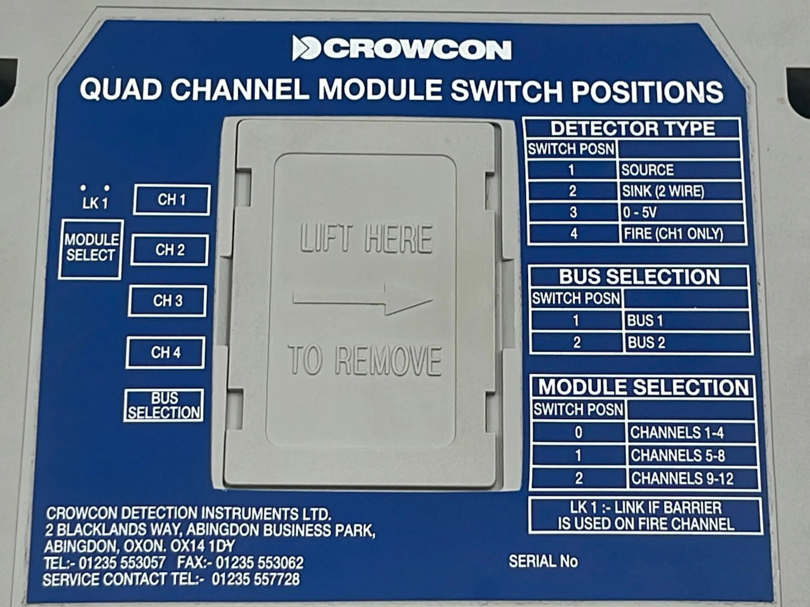 Crowcon Quad Channel Module Switch Positions
