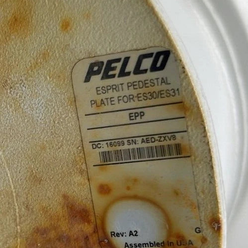 PELCO Esprit pedestal identification label close-up